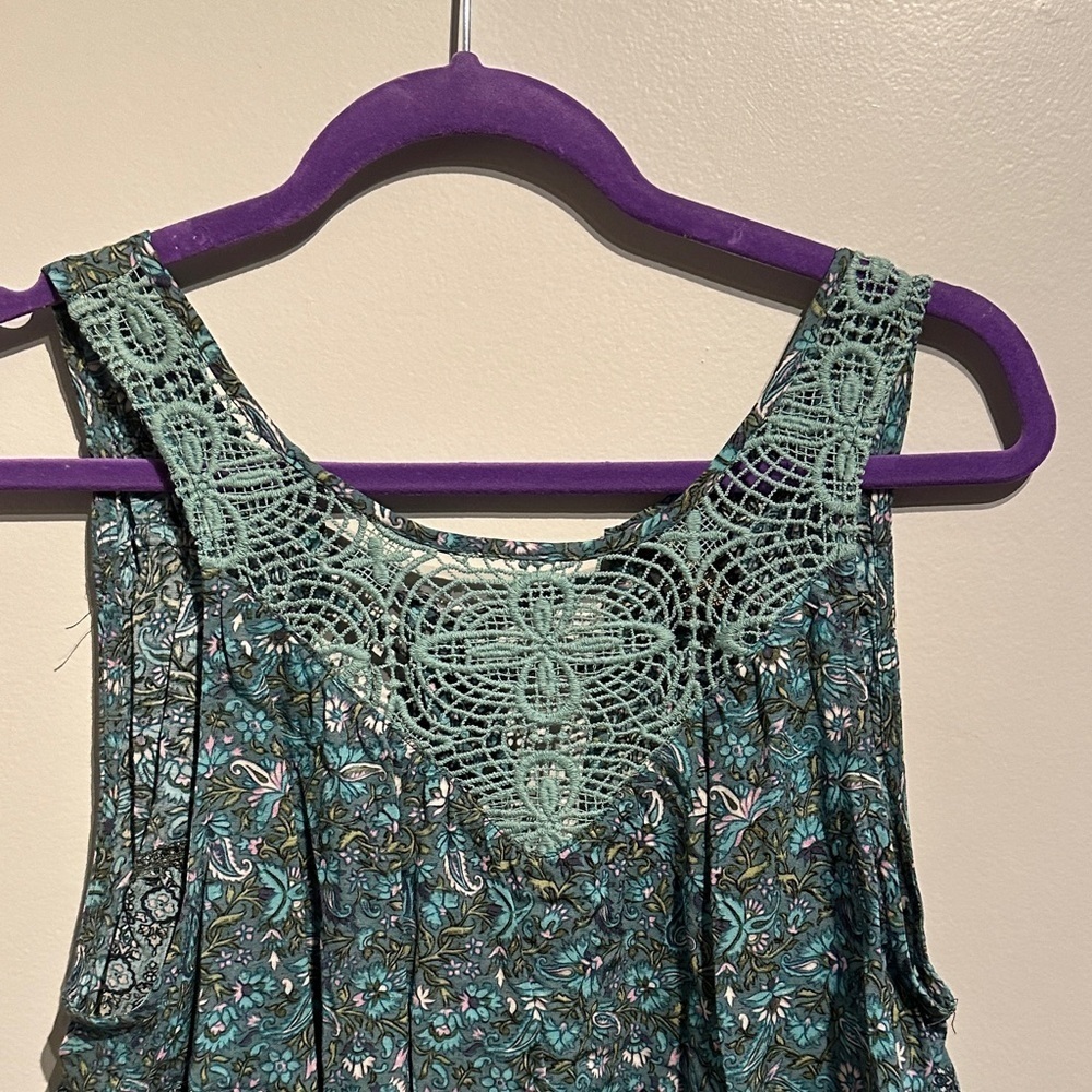 O'Neill Green and Black Crochet Detail Tank Top - Picture 3 of 5